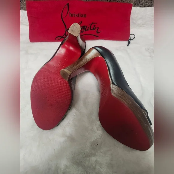 Black Christian Louboutin Women's Peep Toe Heels - Picture 3 of 6
